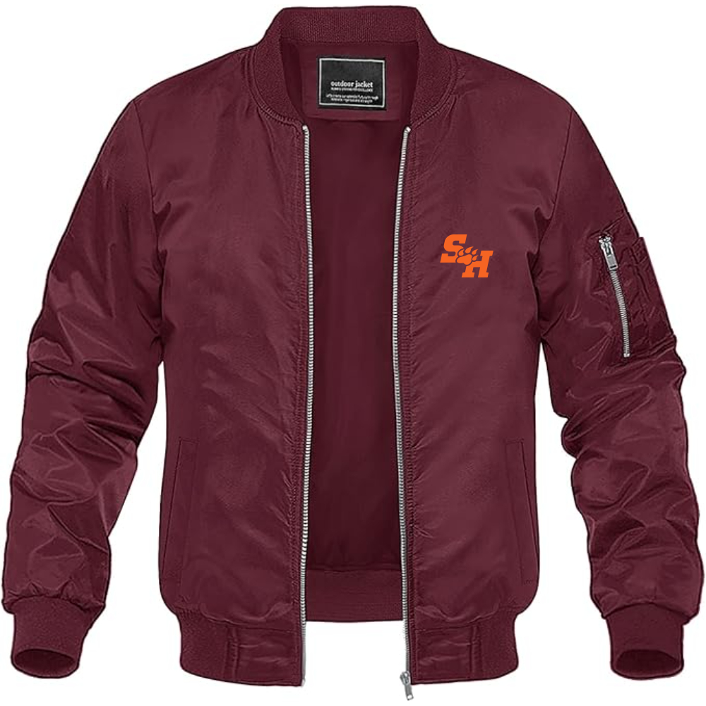 Men's Sam Houston State Bearkats Logo Lightweight Bomber Jacket Windbreaker Softshell Varsity Jacket Coat