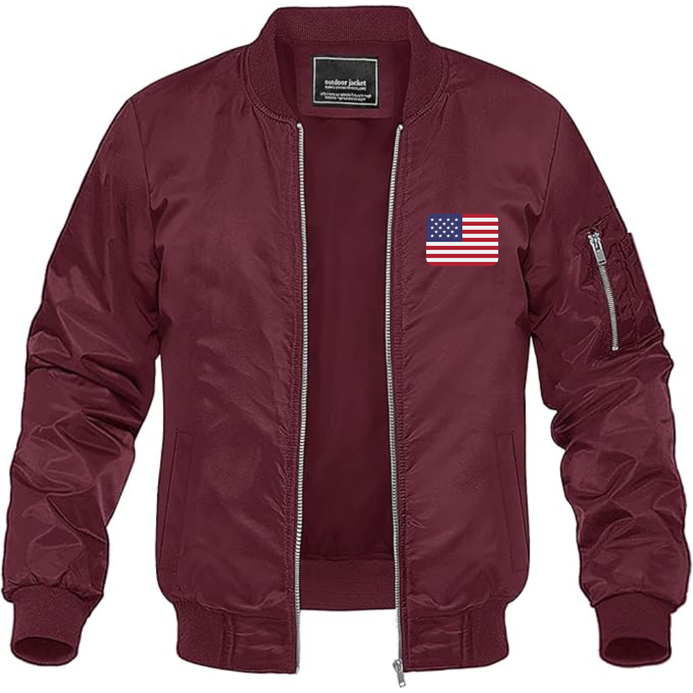 Men's American-Flag-Emoji Lightweight Bomber Jacket Windbreaker Softshell Varsity Jacket Coat