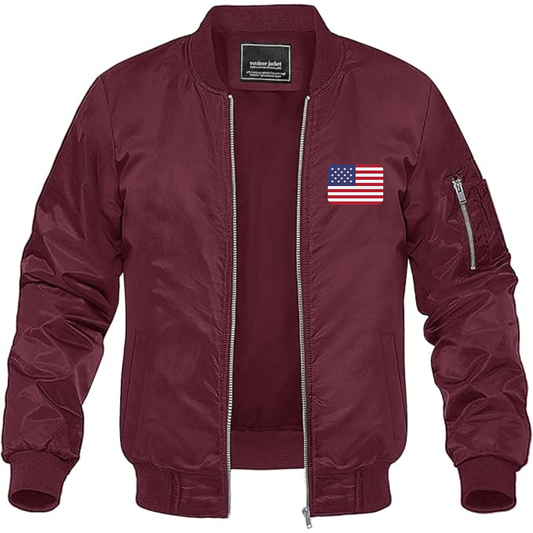 Men's American-Flag-Emoji Lightweight Bomber Jacket Windbreaker Softshell Varsity Jacket Coat