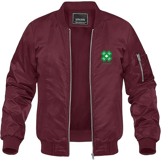 Men's 4H Canada Logo Lightweight Bomber Jacket Windbreaker Softshell Varsity Jacket Coat