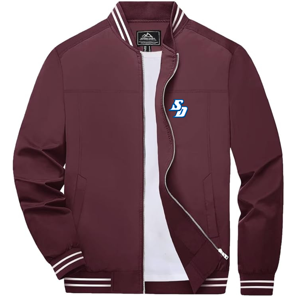 Men's San Diego Toreros Logo Lightweight Zip-Up Ribbed Collar and Cuffs Bomber Jacket