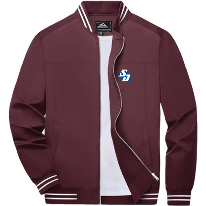 Men's San Diego Toreros Logo Lightweight Zip-Up Ribbed Collar and Cuffs Bomber Jacket