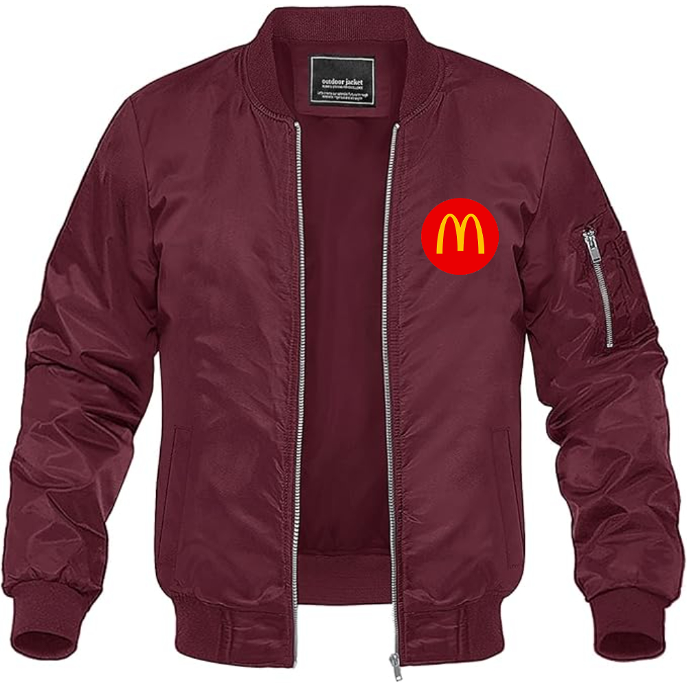 Men's McDonalds  Logo Lightweight Bomber Jacket Windbreaker Softshell Varsity Jacket Coat