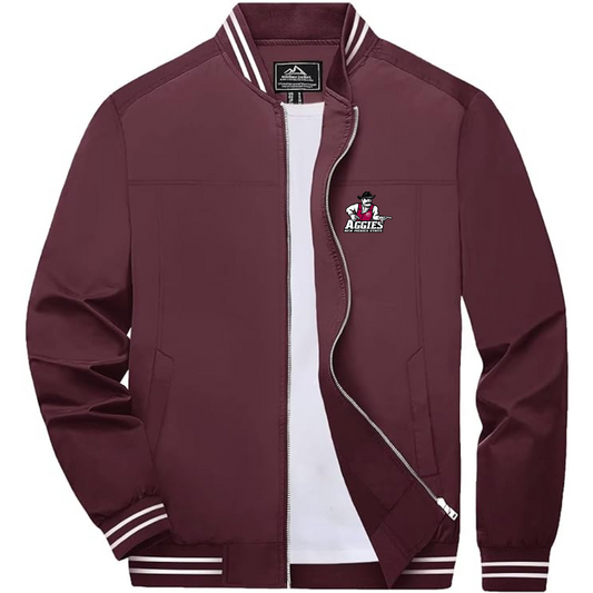 Men's Aggies New Mexico State Logo Lightweight Zip-Up Ribbed Collar and Cuffs Bomber Jacket