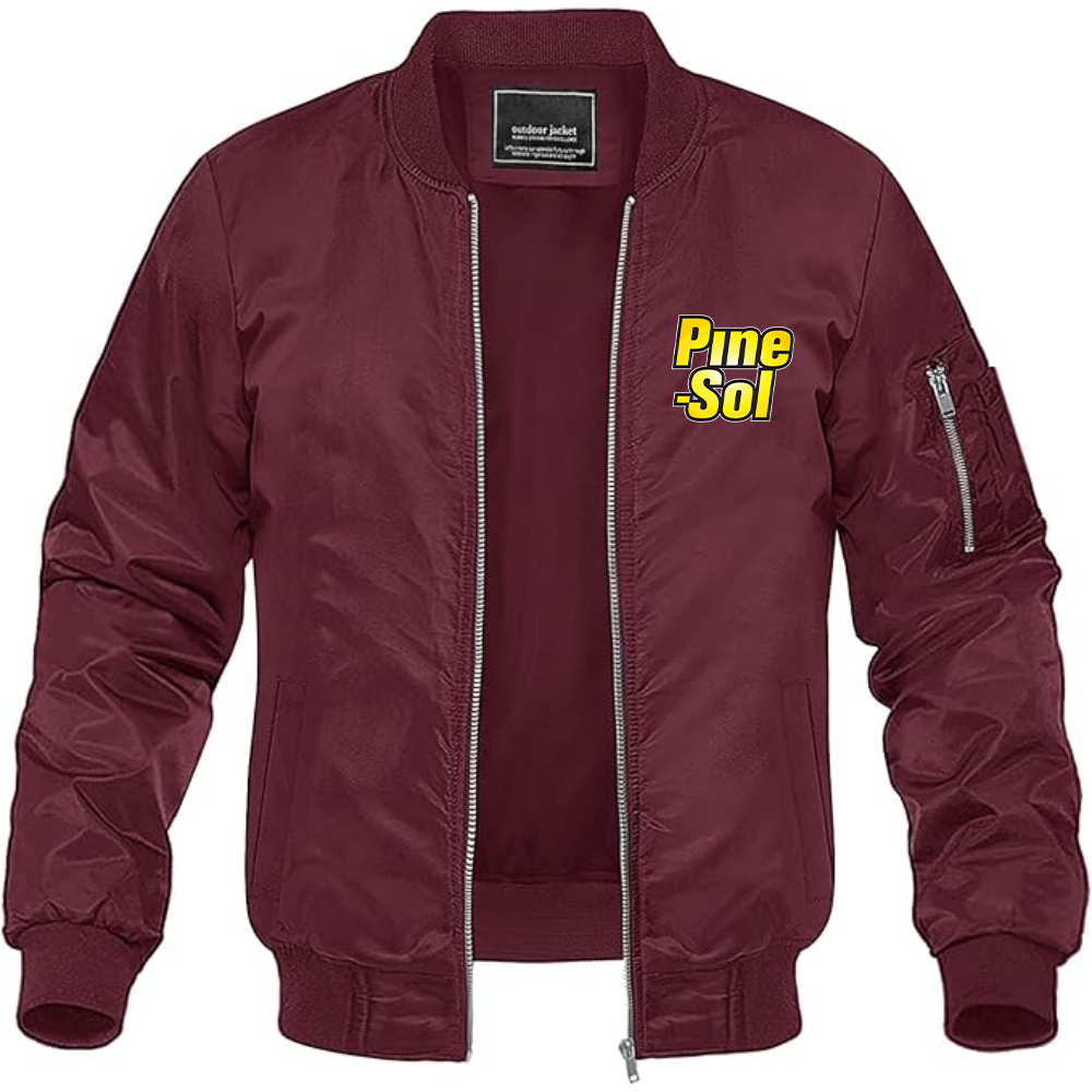 Men's Pine Sol Logo Lightweight Bomber Jacket Windbreaker Softshell Varsity Jacket Coat