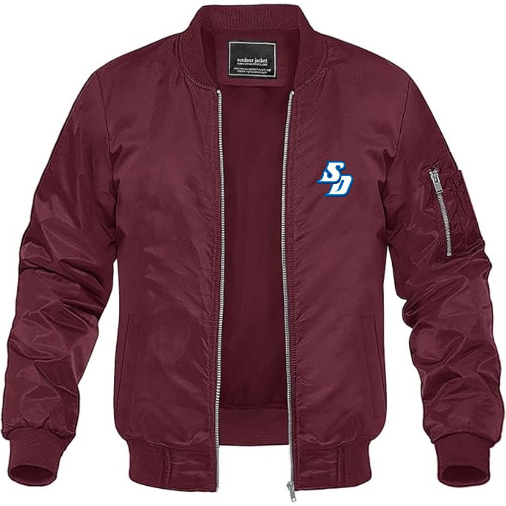 Men's San Diego Toreros Logo Lightweight Bomber Jacket Windbreaker Softshell Varsity Jacket Coat