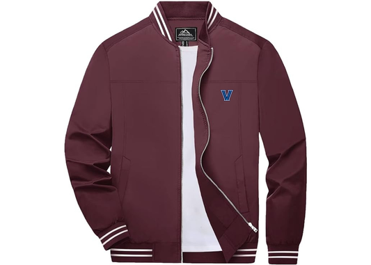 Men's Villanova Wildcats Lightweight Zip-Up Ribbed Collar and Cuffs Bomber Jacket