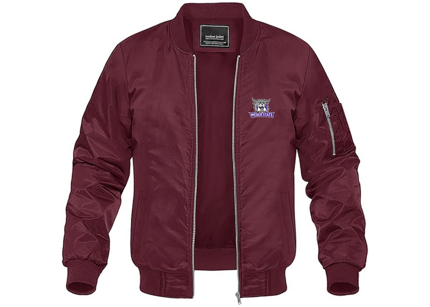 Men's Weber State Wildcats Lightweight Bomber Jacket Windbreaker Softshell Varsity Jacket Coat