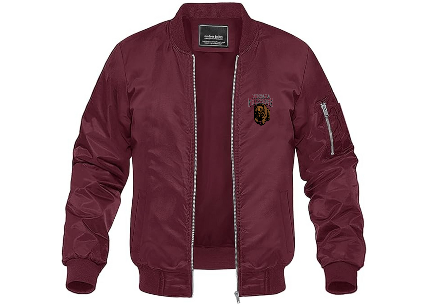 Men's Montana Grizzliesl Lightweight Bomber Jacket Windbreaker Softshell Varsity Jacket Coat