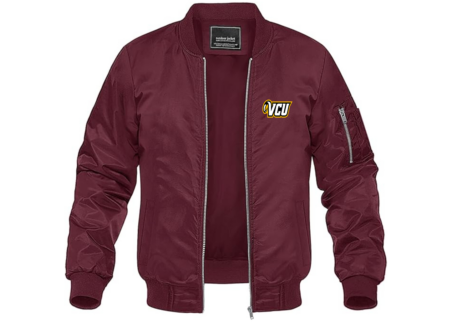 Men's Virginia Commonwealth Rams Lightweight Bomber Jacket Windbreaker Softshell Varsity Jacket Coat