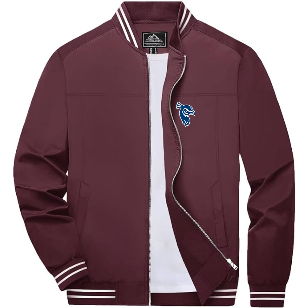 Men's Saint Peters Peacocks Logo Lightweight Zip-Up Ribbed Collar and Cuffs Bomber Jacket