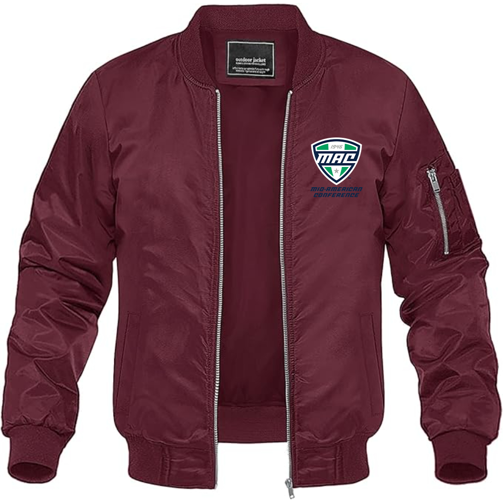 Men's Mid American Conference Logo Lightweight Bomber Jacket Windbreaker Softshell Varsity Jacket Coat