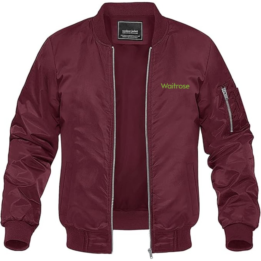 Men's Waitrose Logo Lightweight Bomber Jacket Windbreaker Softshell Varsity Jacket Coat