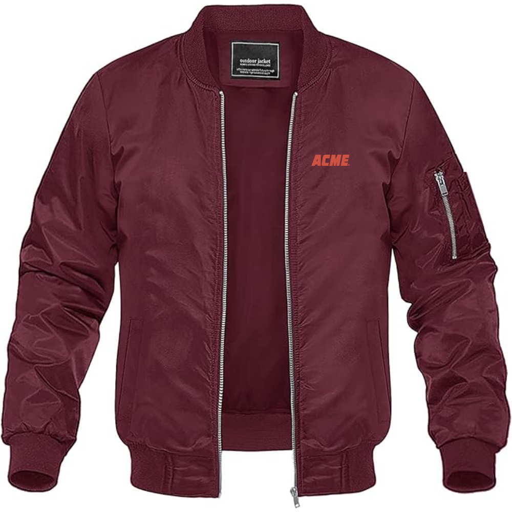 Men's ACME Logo Lightweight Bomber Jacket Windbreaker Softshell Varsity Jacket Coat