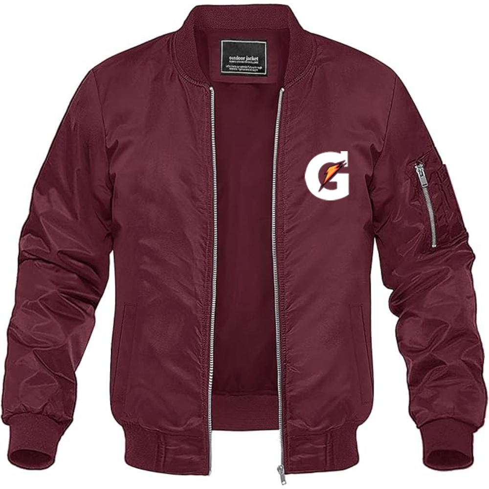 Men's Gatorade Logo Lightweight Bomber Jacket Windbreaker Softshell Varsity Jacket Coat