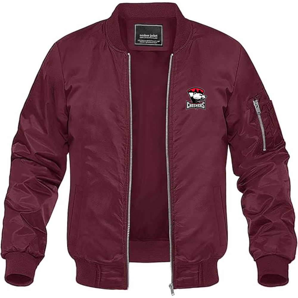 Men's Charlotte Checkers Logo Lightweight Bomber Jacket Windbreaker Softshell Varsity Jacket Coat