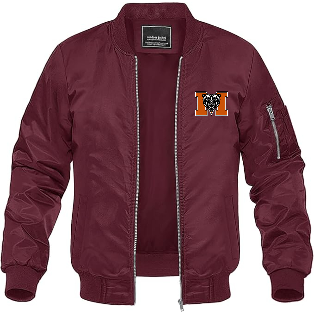 Men's Mercer Bears Logo Lightweight Bomber Jacket Windbreaker Softshell Varsity Jacket Coat