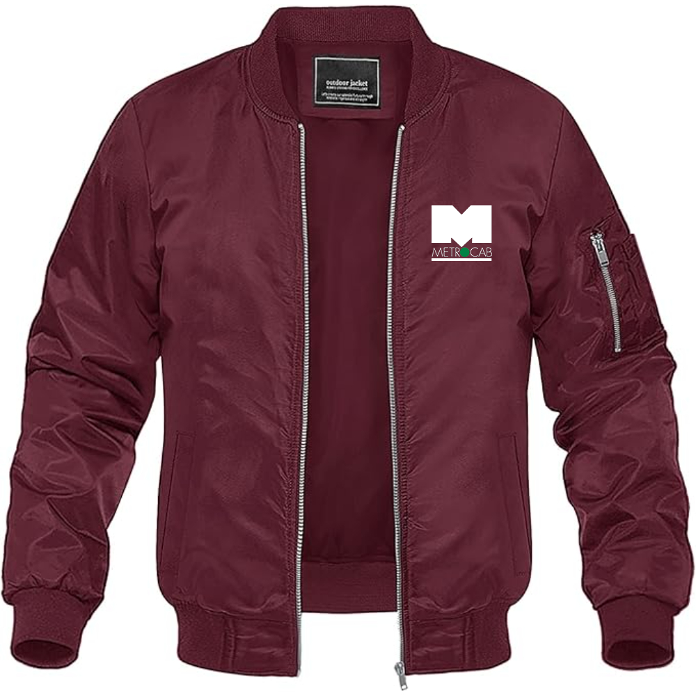 Men's Metrocab Logo Lightweight Bomber Jacket Windbreaker Softshell Varsity Jacket Coat