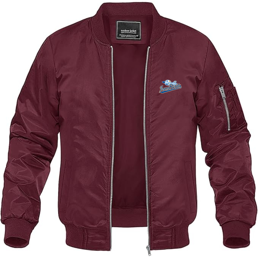 Men's Aberdeen IronBirds Logo Lightweight Bomber Jacket Windbreaker Softshell Varsity Jacket Coat