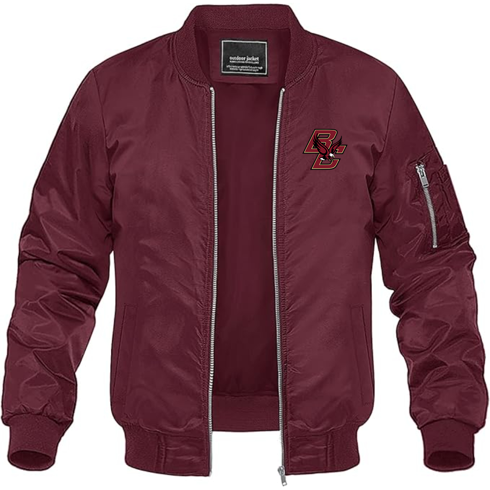 Men's Boston College Eagles  Lightweight Bomber Jacket Windbreaker Softshell Varsity Jacket Coat
