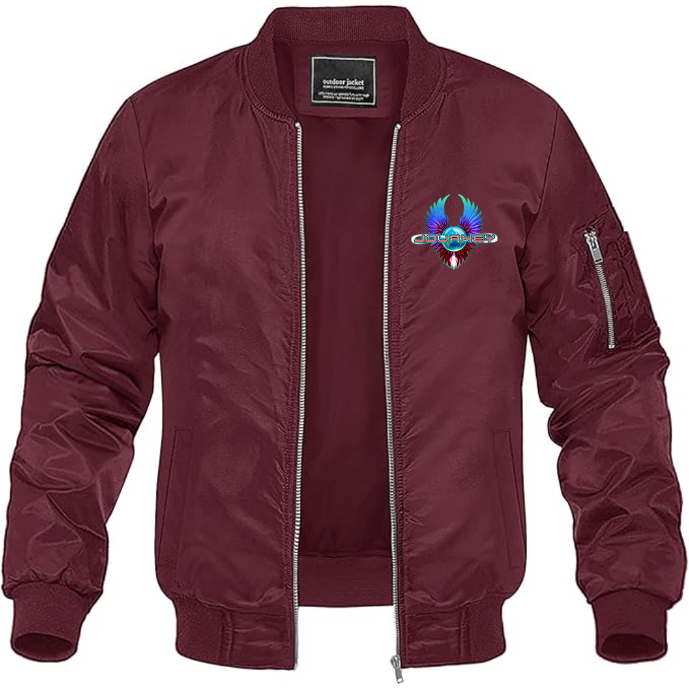 Men's Journey Logo Lightweight Bomber Jacket Windbreaker Softshell Varsity Jacket Coat