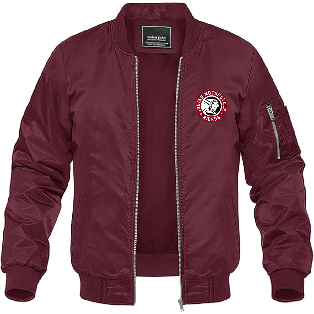 Men's Indian Motorcycle Lightweight Bomber Jacket Windbreaker Softshell Varsity Jacket Coat