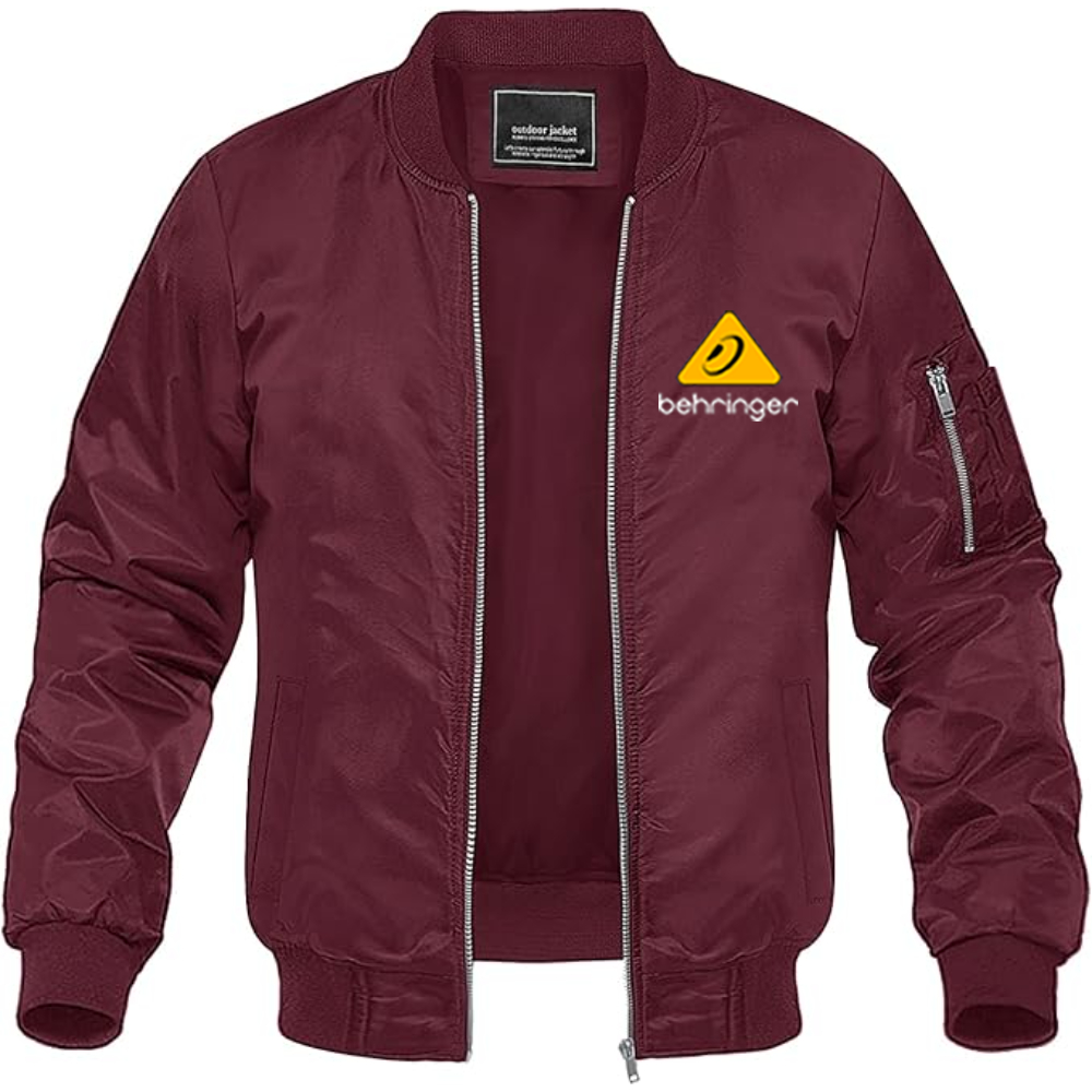 Men's Behringer Logo Lightweight Bomber Jacket Windbreaker Softshell Varsity Jacket Coat