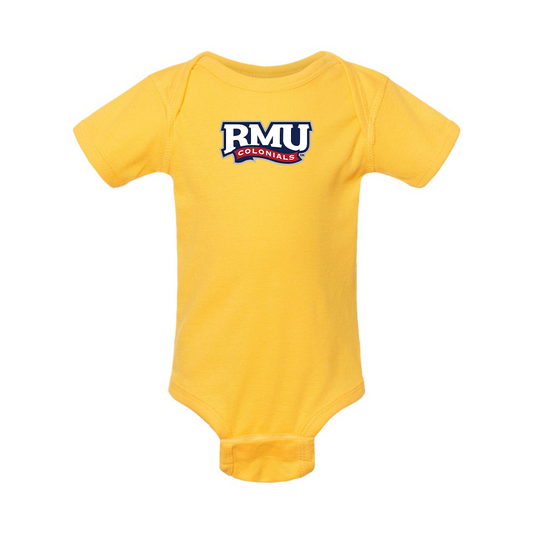 Robert Morris Colonials Logo  Rabbit Skins Infant Baby Rib Bodysuit