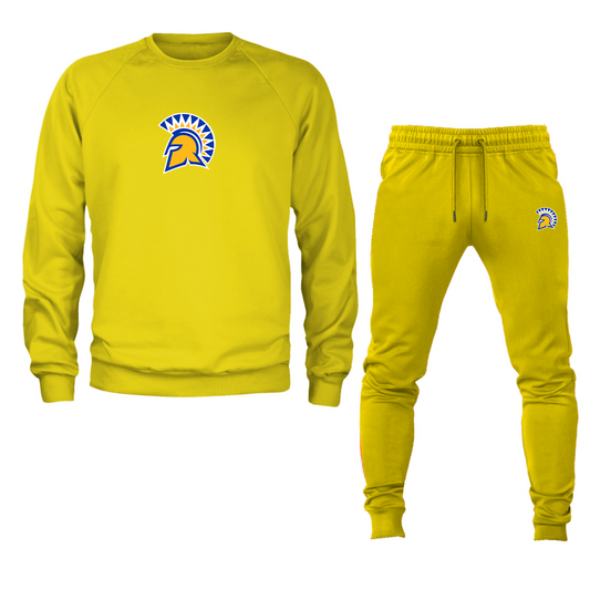 Men's San Jose State Spartans Logo Crewneck Sweatshirt Joggers Suit