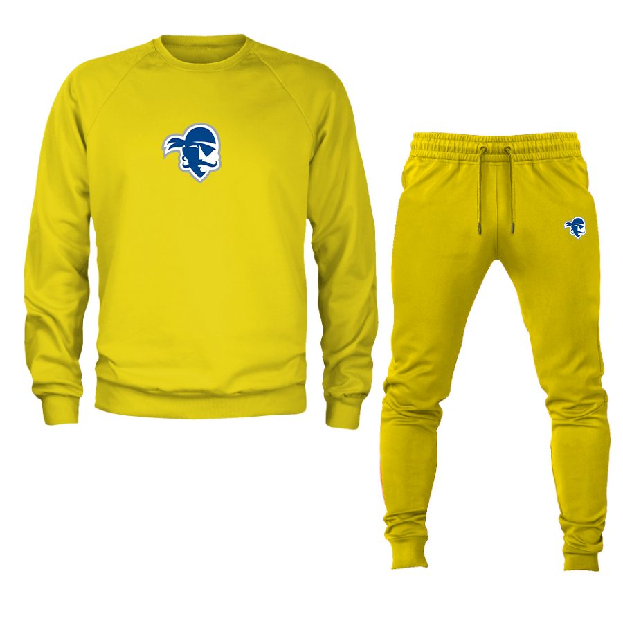 Men's Seton Hall Pirates Logo Crewneck Sweatshirt Joggers Suit