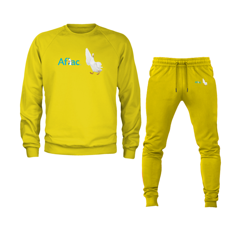 Men's Aflac Logo and Duck Crewneck Sweatshirt Joggers Suit