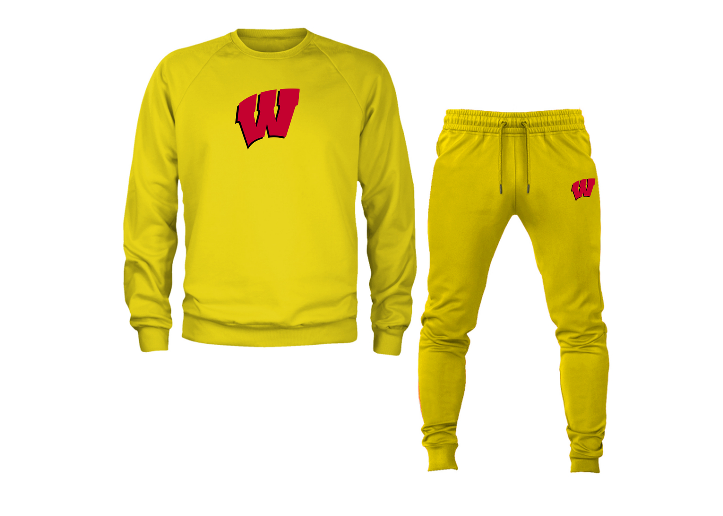 Men's Wisconsin Badgers Crewneck Sweatshirt Joggers Suit