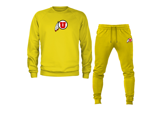 Men's Utah Utes Crewneck Sweatshirt Joggers Suit