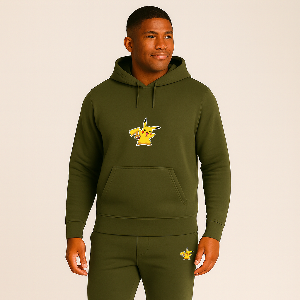 Men's Pikachu Cartoon Hoodie Joggers Set