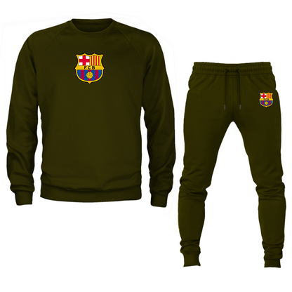Men's F.C. Barcelona Soccer Logo Crewneck Sweatshirt Joggers Suit