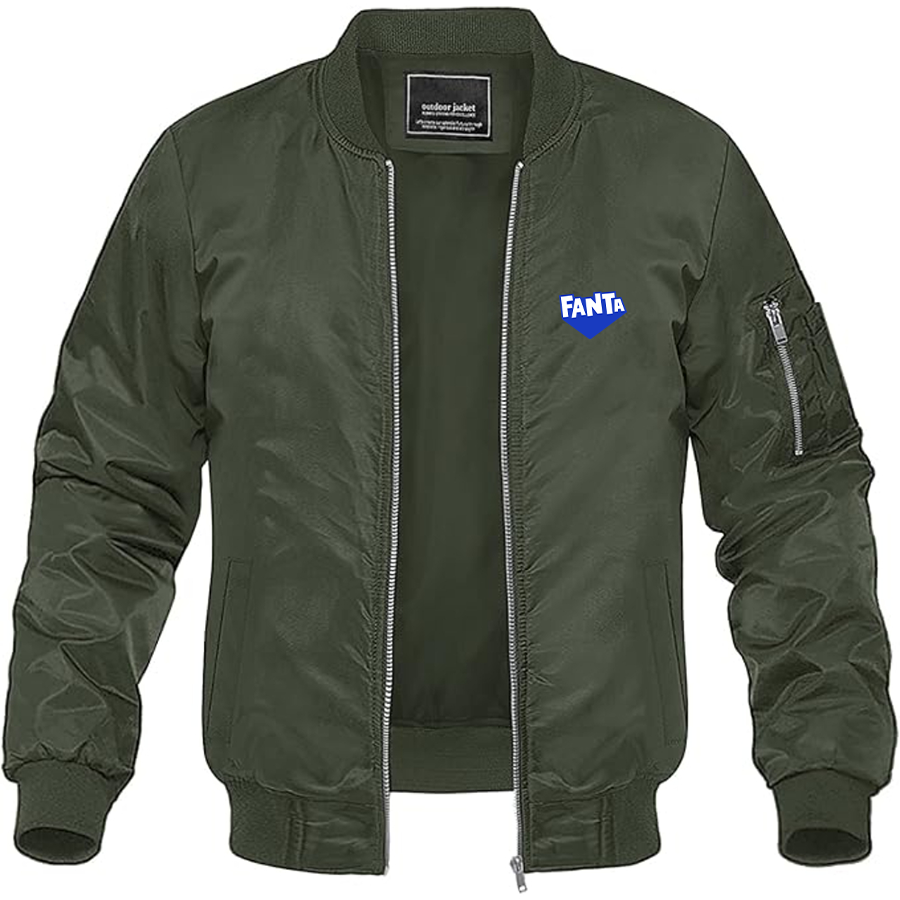 Men's Fanta Logo Lightweight Bomber Jacket Windbreaker Softshell Varsity Jacket Coat