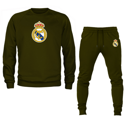 Men’s Real Madrid Soccer Logo Crewneck Sweatshirt Joggers Suit