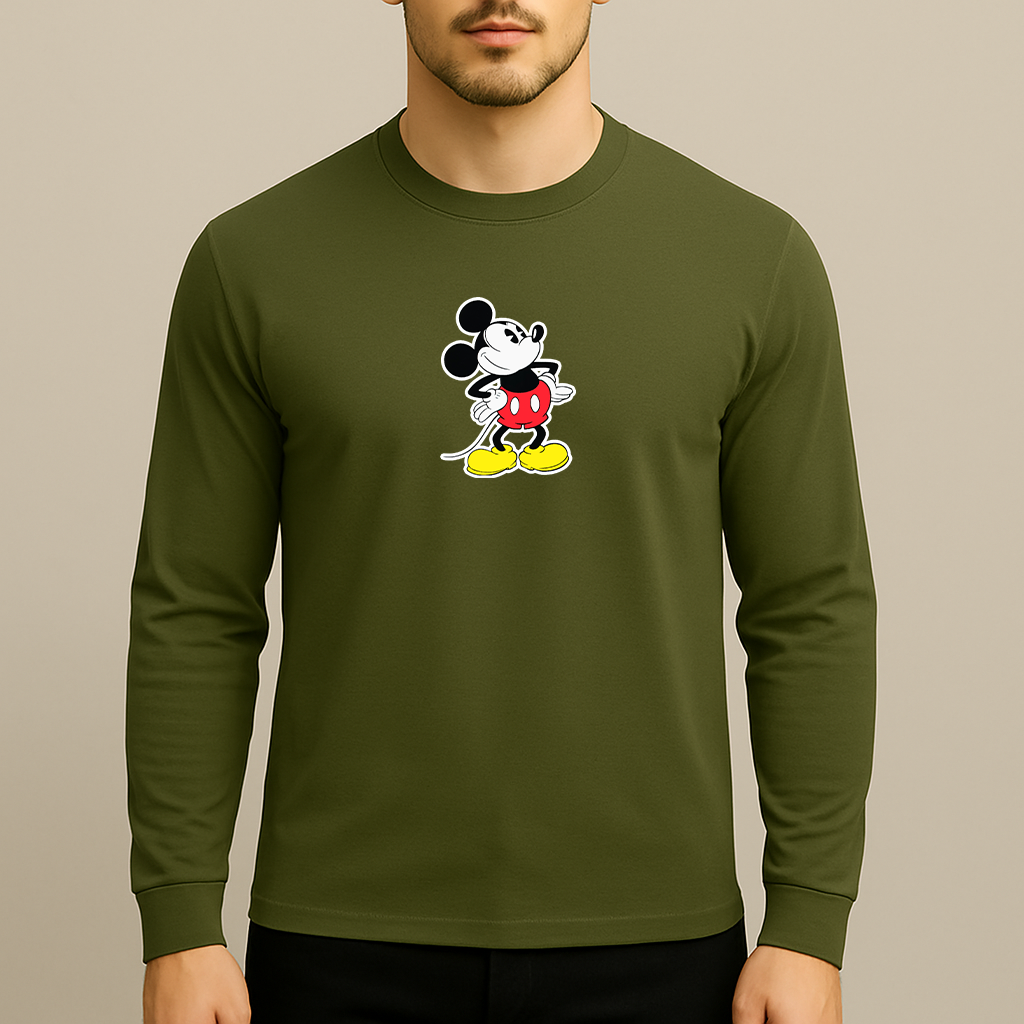 Men's Mickey Mouse Cartoon Long Sleeve T-Shirt
