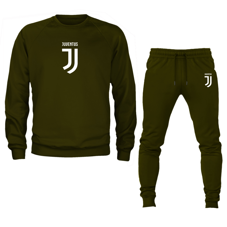 Men's Juventus Soccer Logo Crewneck Sweatshirt Joggers Suit