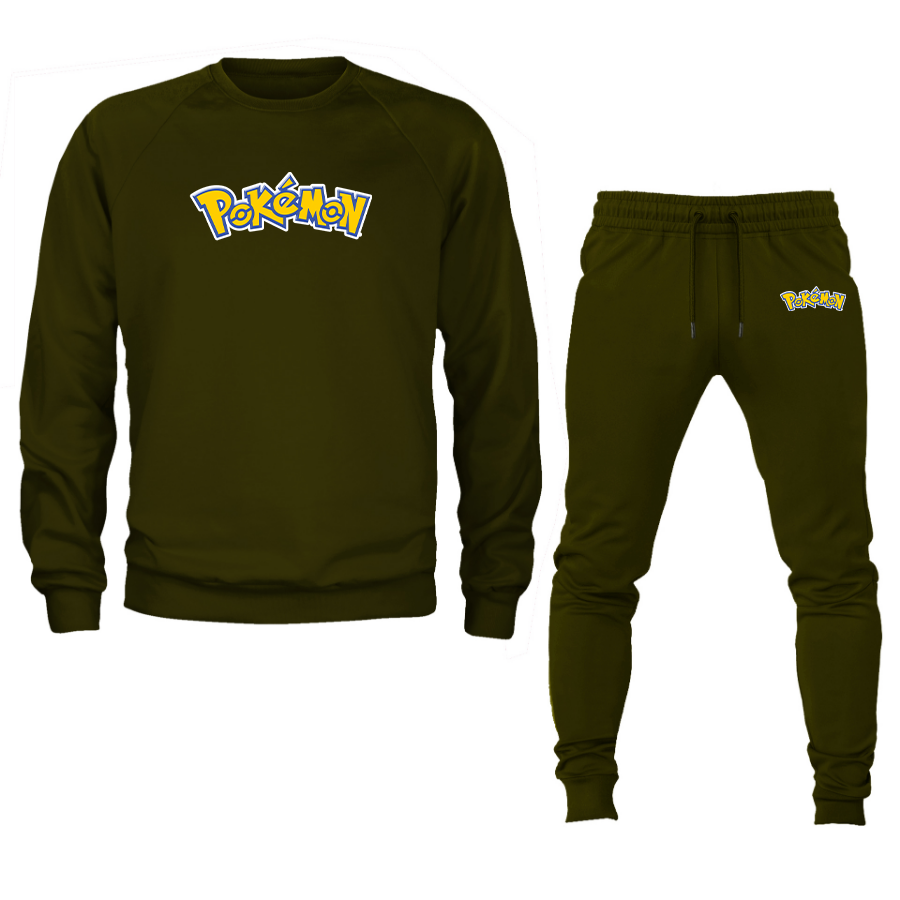 Men's Pokemon Cartoon Crewneck Sweatshirt Joggers Suit