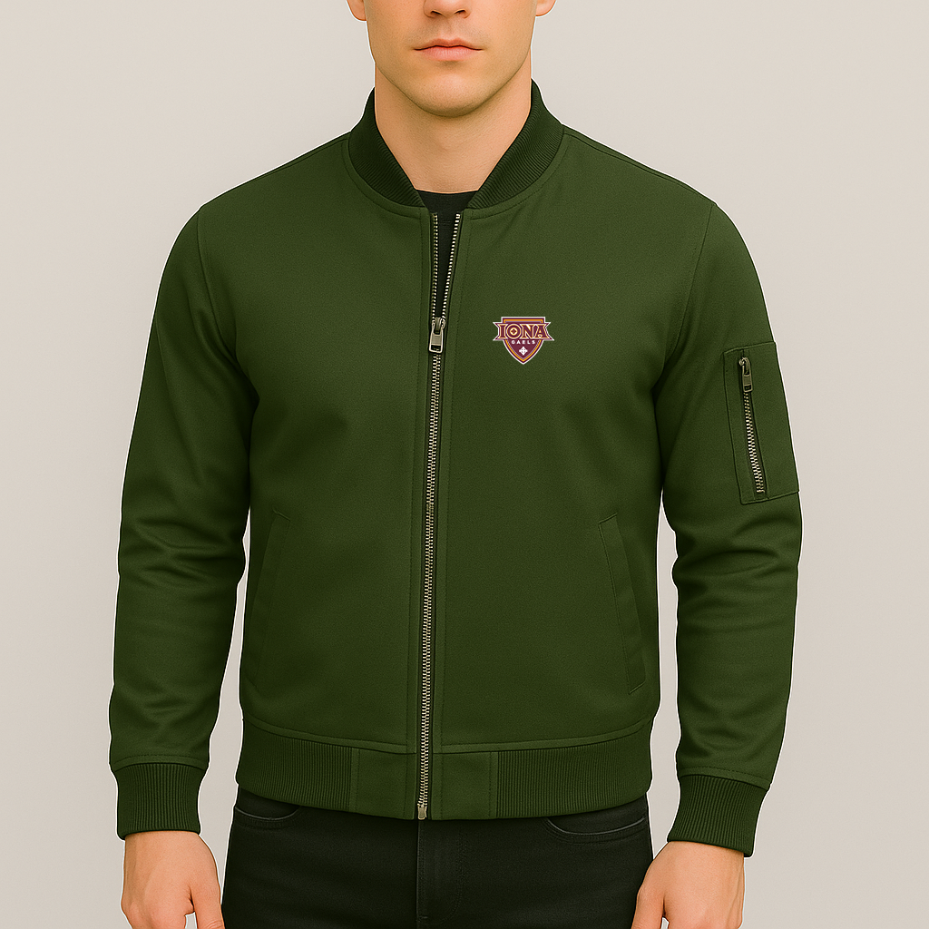 Men's Iona Gaels Logo Lightweight Bomber Jacket Windbreaker Softshell Varsity Jacket Coat