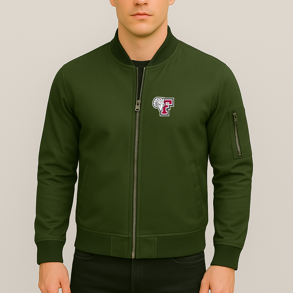 Men's Fordham Rams Logo Lightweight Bomber Jacket Windbreaker Softshell Varsity Jacket Coat