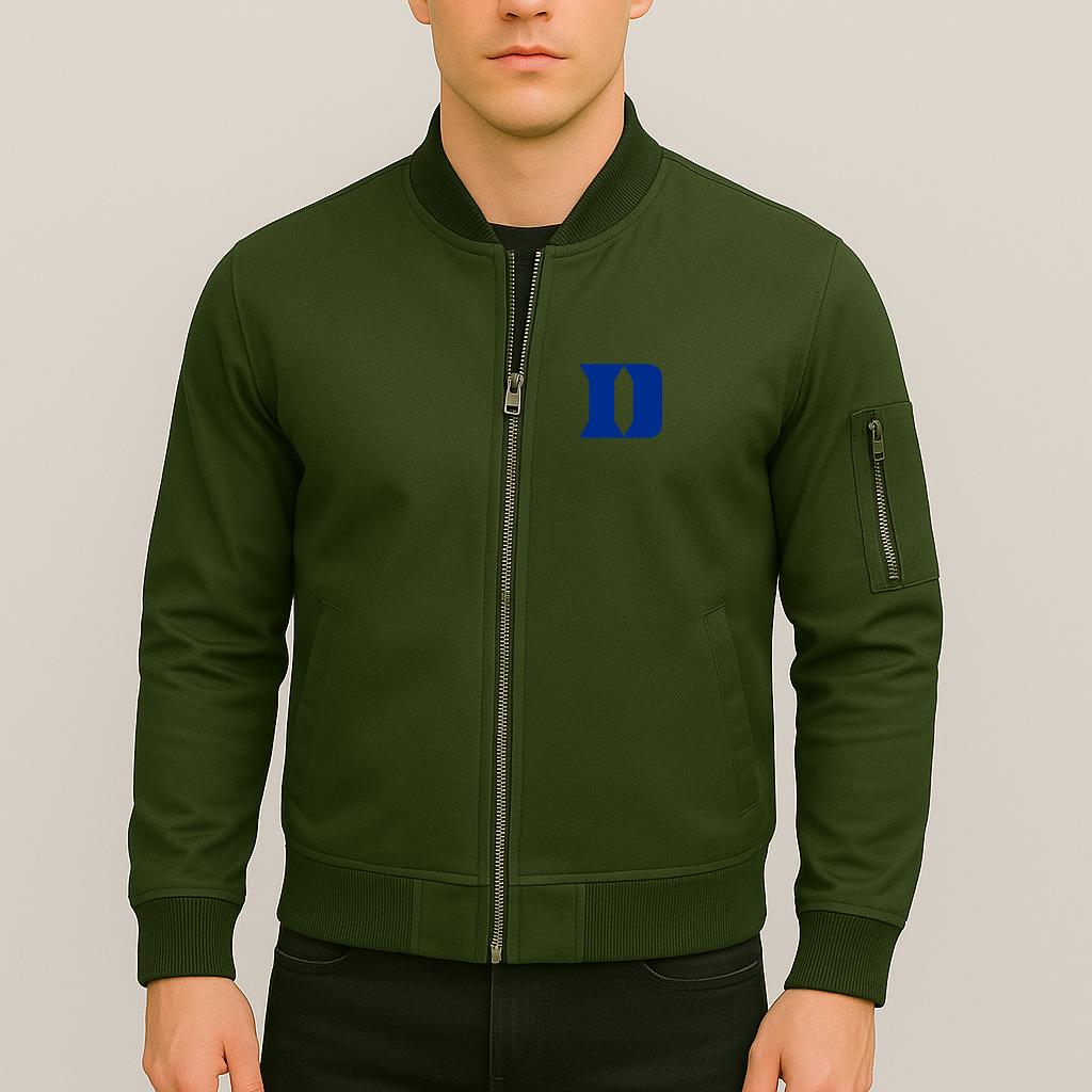 Men's Duke Blue Devils Logo Lightweight Bomber Jacket Windbreaker Softshell Varsity Jacket Coat