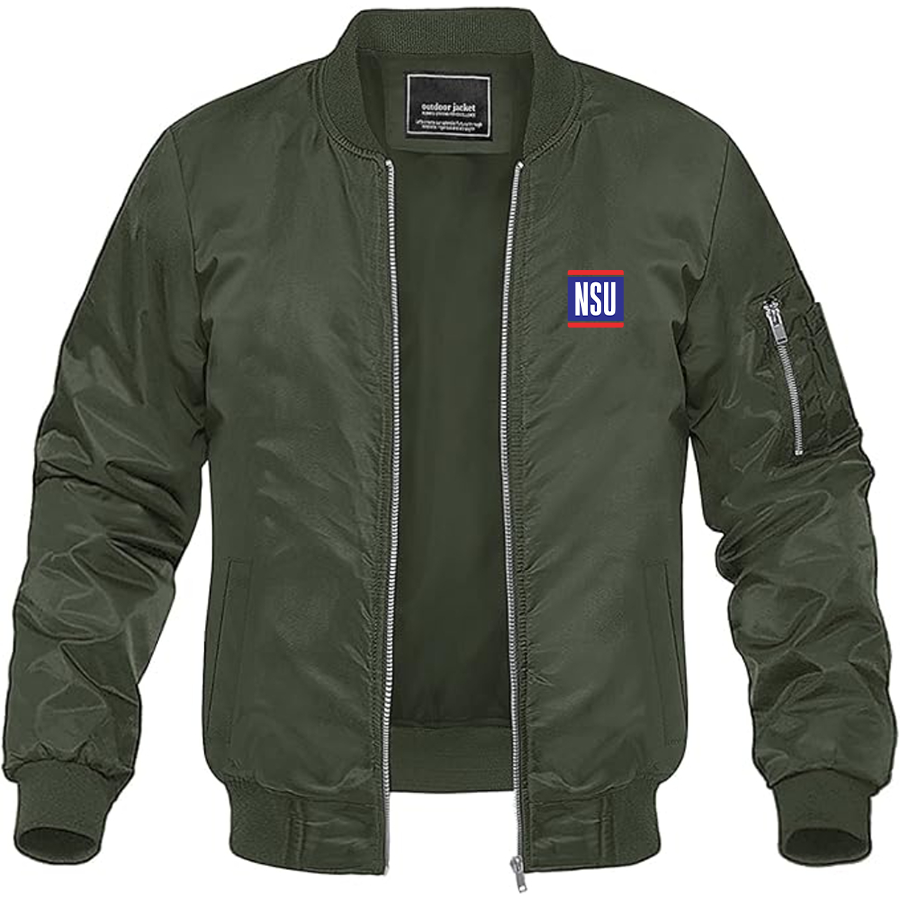 Men's NSU Logo Lightweight Bomber Jacket Windbreaker Softshell Varsity Jacket Coat