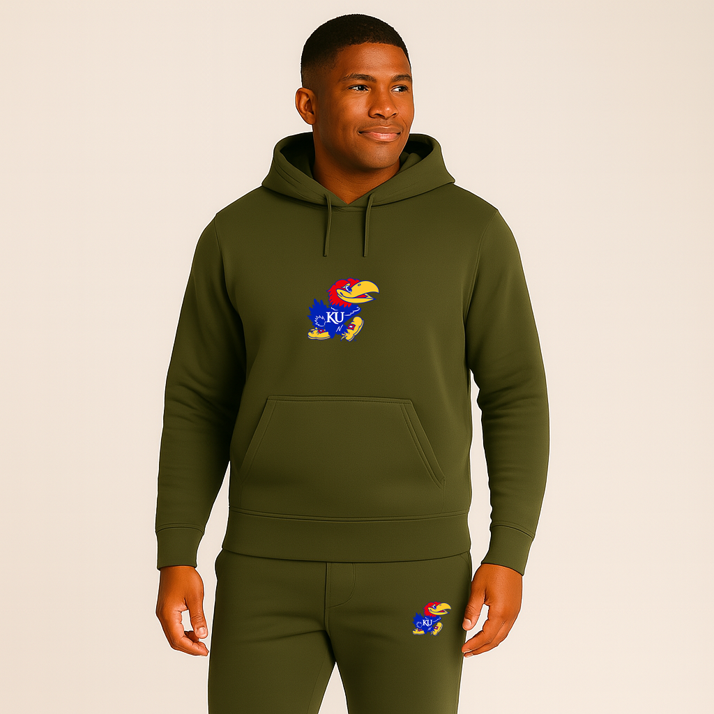 Men's Kansas Jayhawks Logo Hoodie Joggers Set