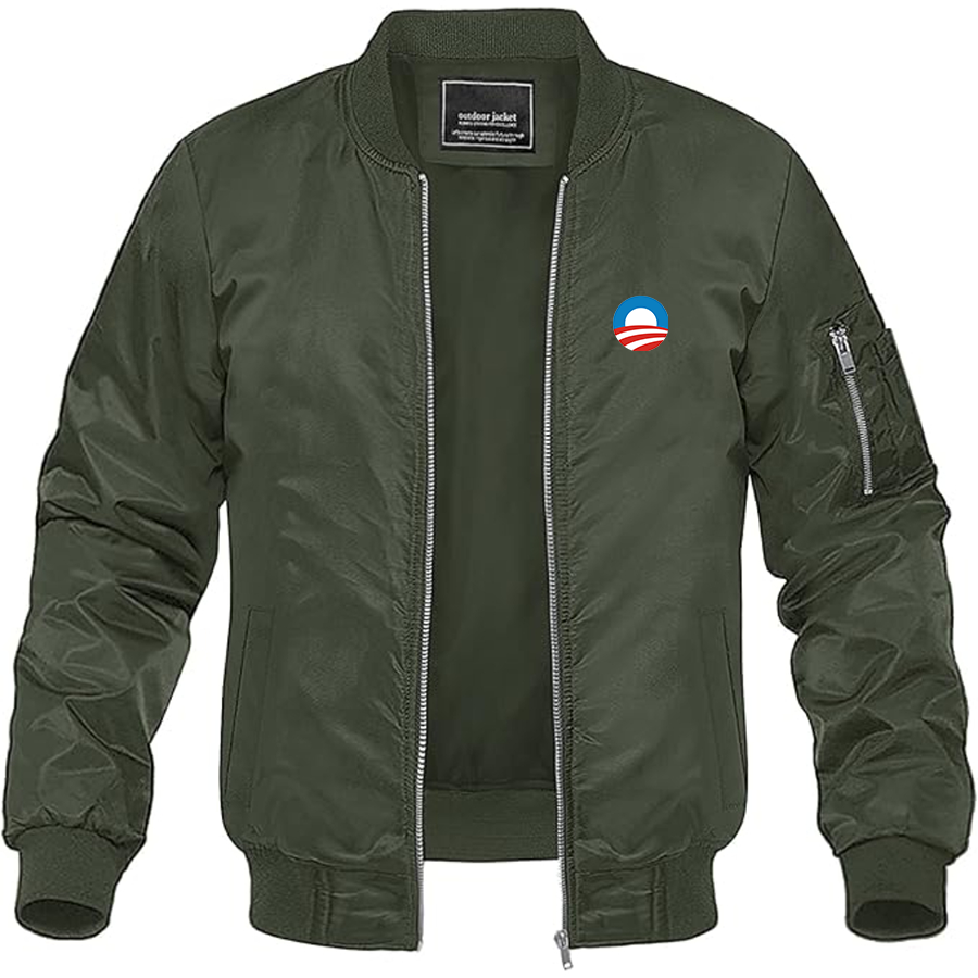 Men's Obama Logo Lightweight Bomber Jacket Windbreaker Softshell Varsity Jacket Coat