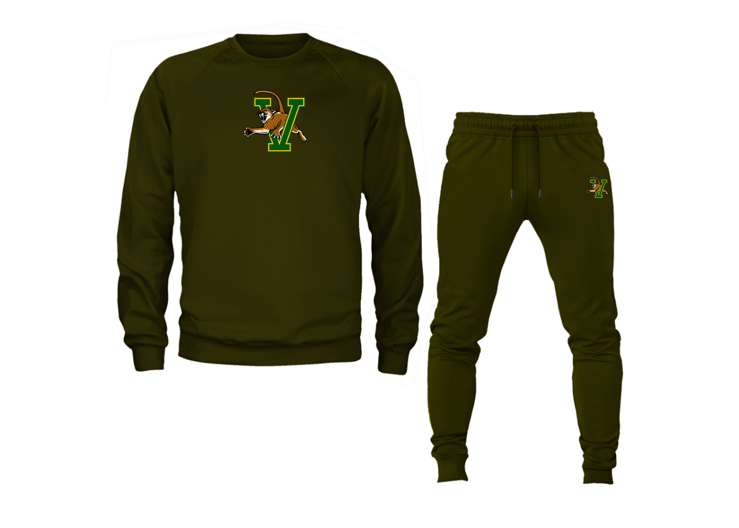 Men's Vermont Catamounts Crewneck Sweatshirt Joggers Suit