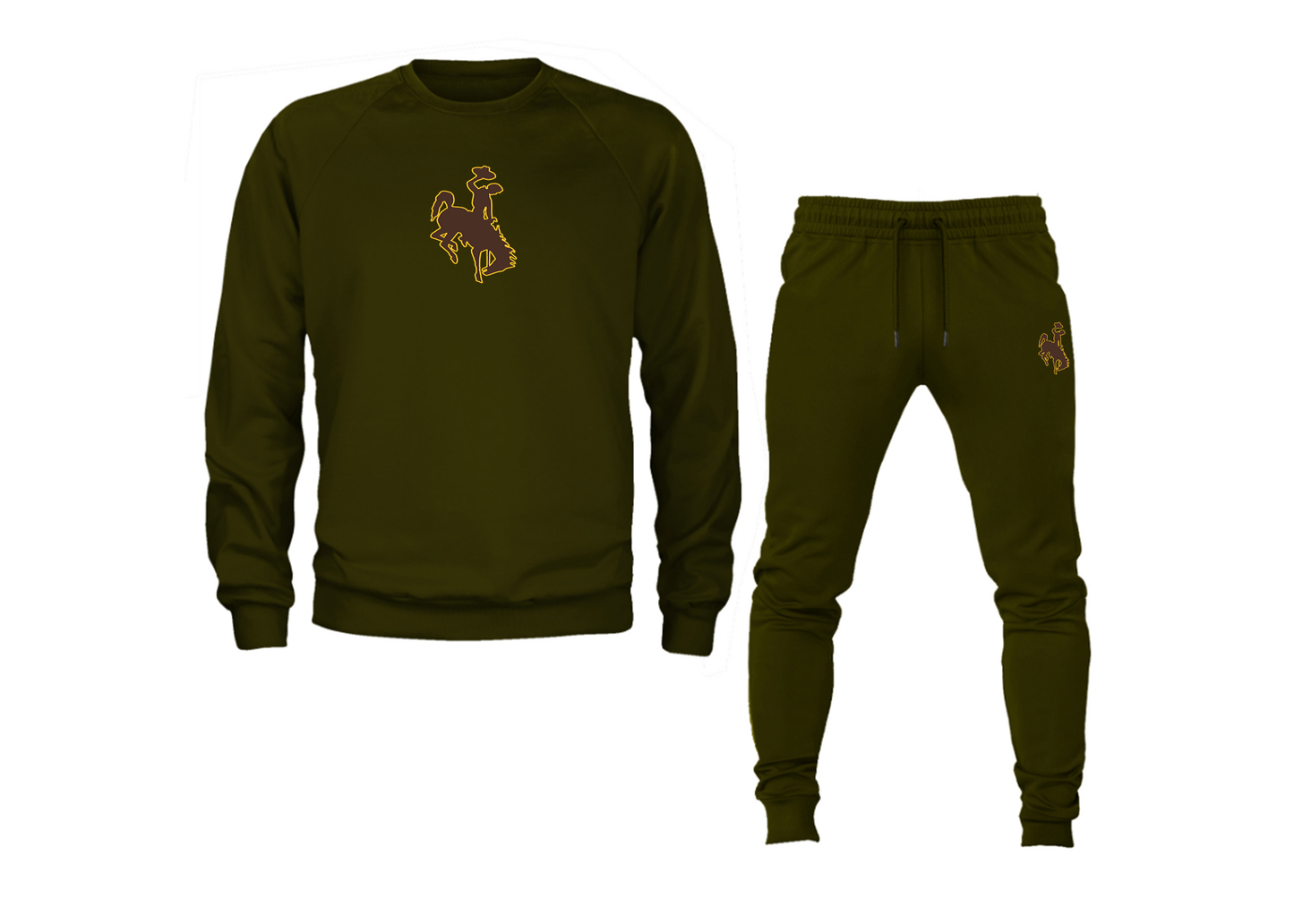 Men's Wyoming Cowboys Crewneck Sweatshirt Joggers Suit