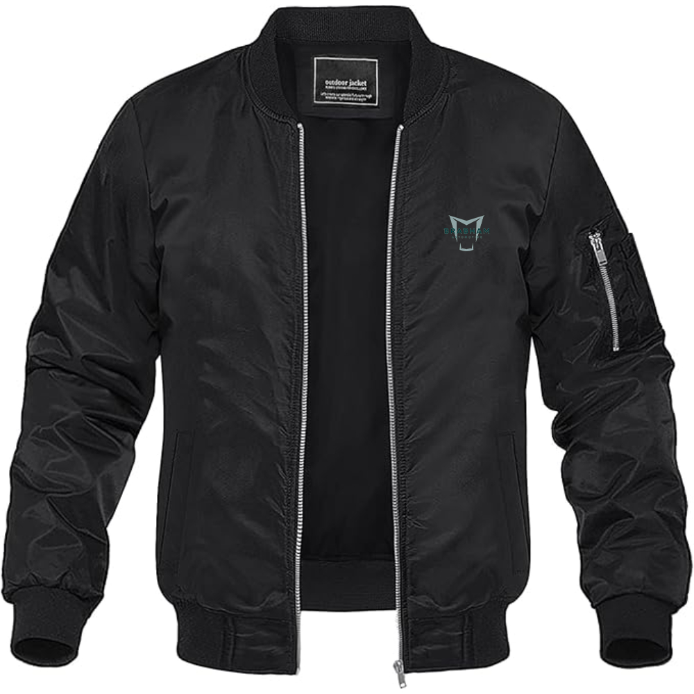 Men's Brabham Automotive Logo Lightweight Bomber Jacket Windbreaker Softshell Varsity Jacket Coat