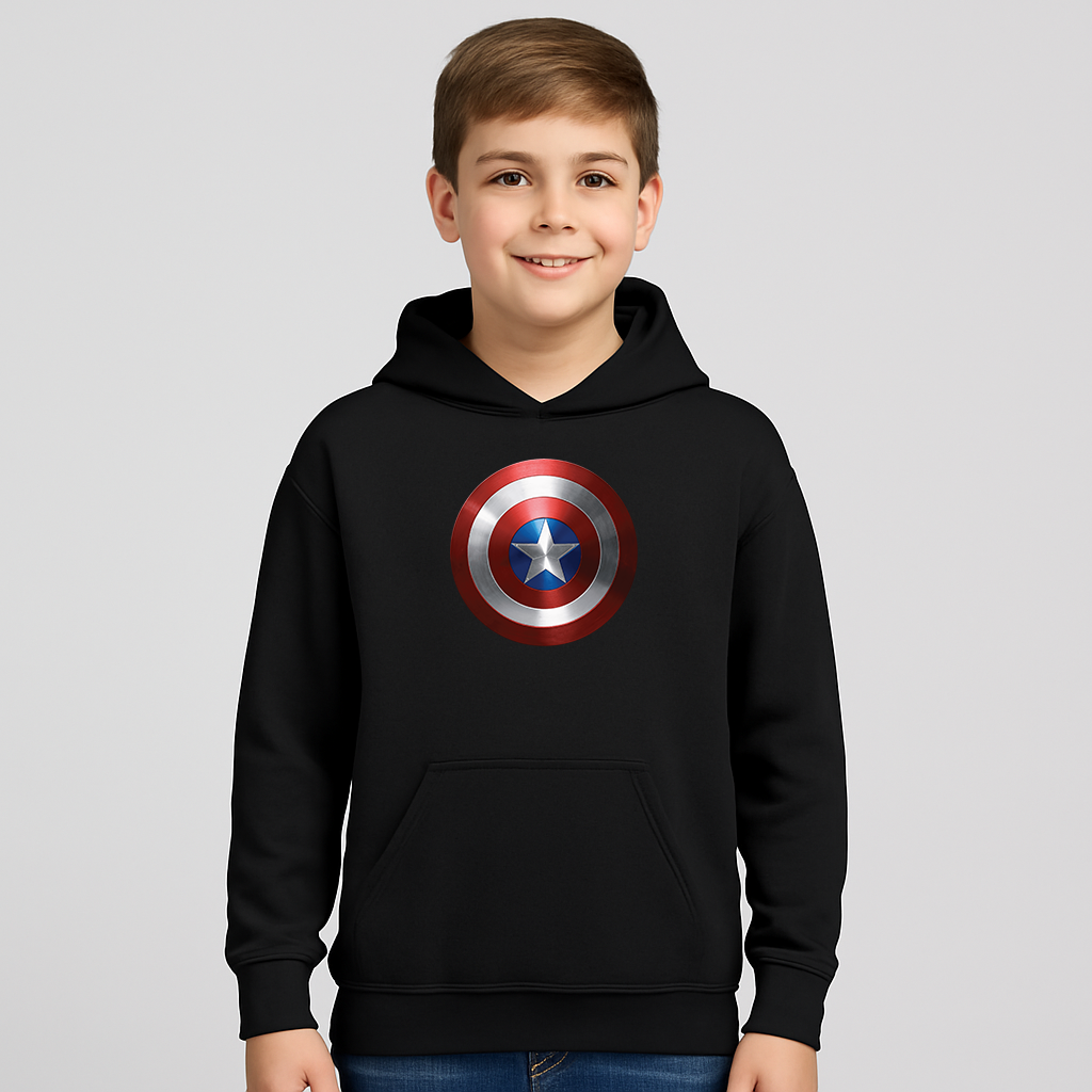 Youth Kids Captain America Superhero Pullover Hoodie